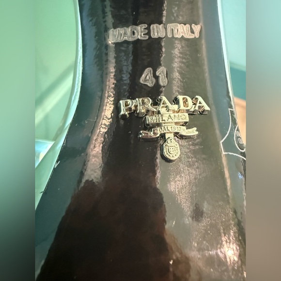 Prada Womens Metallic Leather Platform Heels Silver 41 - Picture 10 of 12